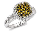 1/3 Carat (ctw) Natural Citrine Cluster Ring in Black Rhodium Sterling Silver